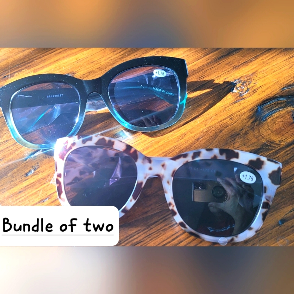 BUNDLE OF TWO Stylish Sunglasses Bundle - Black blue and Tortoise shell.